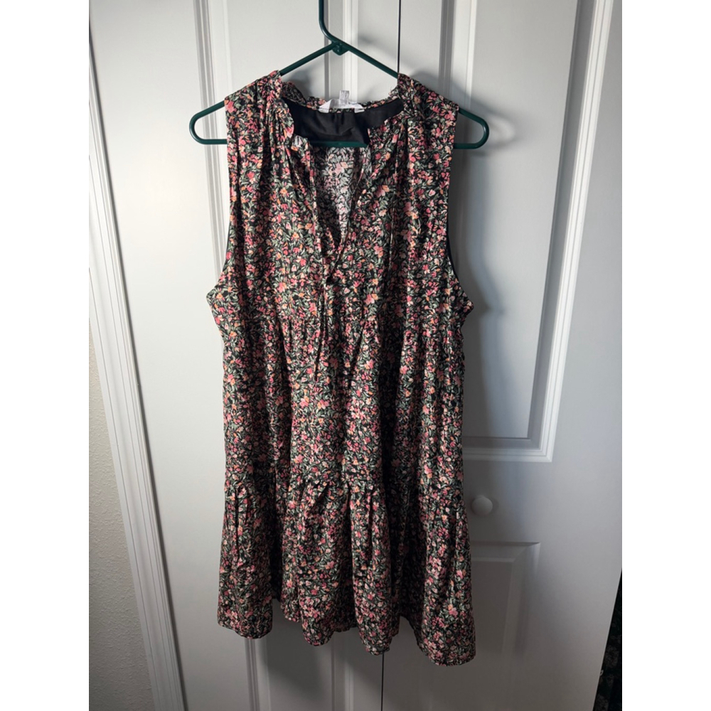 BB Dakota Steve Madden Floral Mini Dress L Black Pink